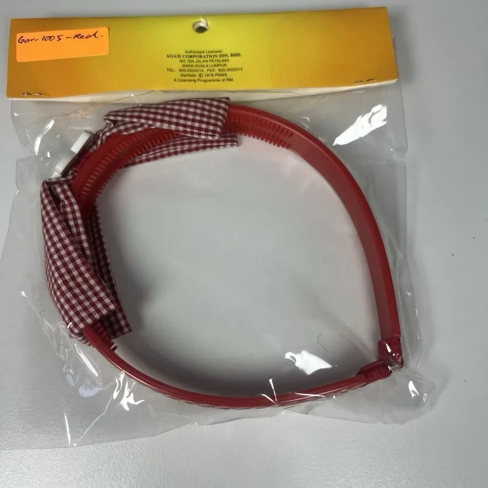 New GARFIELD Vintage Red Gingham Headband JIM DAVIS Cat